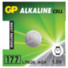 Батарейка GP Alkaline (отрывной блок), 177 (G4, LR626), алкалиновая, 1 шт., блистер, 177FRA-2C10, 4891199026690, 40 штук, 452223