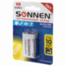 Батарейка SONNEN Alkaline, Крона (6LR61, 6LF22, 1604A), алкалиновая, 1 шт., блистер, 451092, 451092