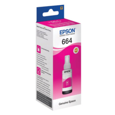 Чернила EPSON 664 (T6643) для СНПЧ Epson L100/L110/L200/L210/L300/L456/L550, пурпурные, ОРИГИНАЛЬНЫЕ, C13T66434A/398, 360974