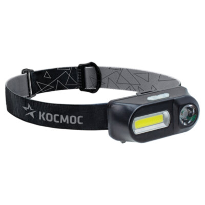 Фонарь налобный аккумуляторный КОСМОС, 3 Вт, LED + 3 Вт, СОВ, Li-ion, заряд от USB, KocH3WDLith, 238270