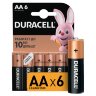 Батарейки КОМПЛЕКТ 6 шт., DURACELL Basic ОРИГИНАЛ, АА (LR6,15А), алкалиновые, пальчиковые, Б0014859, 456986