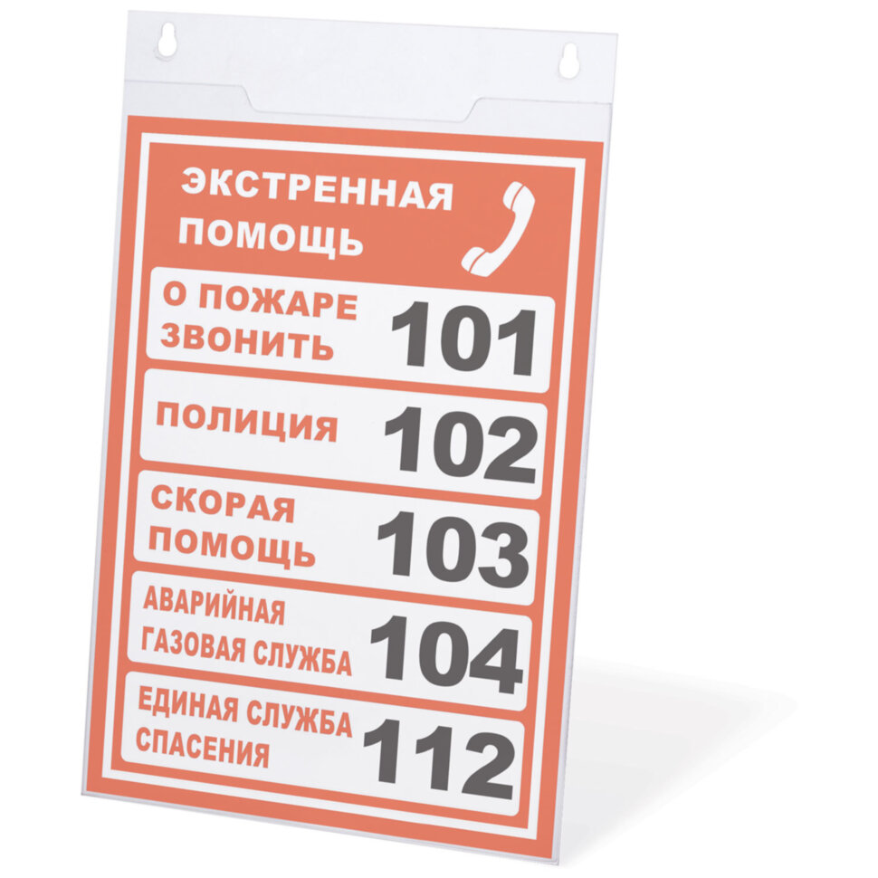 Подставка настенная для рекламных материалов ВЕРТИКАЛЬНАЯ (210х297 мм), А4, оргстекло, BRAUBERG, 290428, 290428