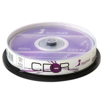 Диск CD-R SMARTTRACK, 700 Мб 52x Cake Box (упаковка на шпиле), КОМПЛЕКТ 10 шт., ST000148, 513987
