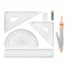 Готовальня BRAUBERG SCHOOL KIT, 9 предметов, циркуль 125 мм, чертежные принадлежности, персиковый цвет, 210715, 210715