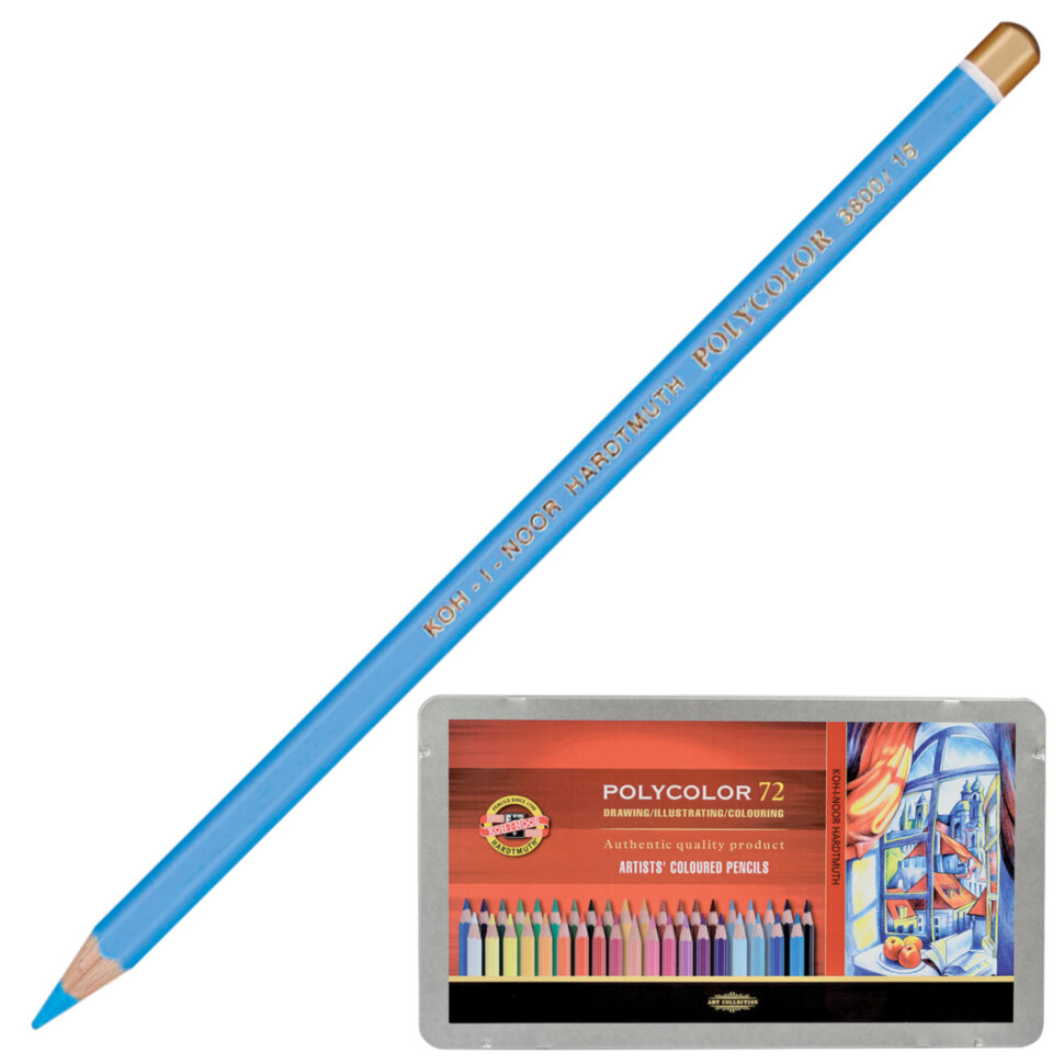 Карандаши цветные художественные KOH-I-NOOR "Polycolor", 72 цвета, 3,8 мм, металлическая коробка, 3827072001PL, 181028
