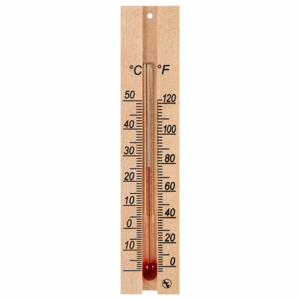 Термометр комнатный, "ДЕРЕВЯННЫЙ", диапазон: от 0 до +50 °C, ПТЗ, ТБ-206, 671373