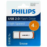 Флеш-диск 4 GB PHILIPS SNOW, разъем USB 2.0, оранжевый, FM04FD70B/97, 514076