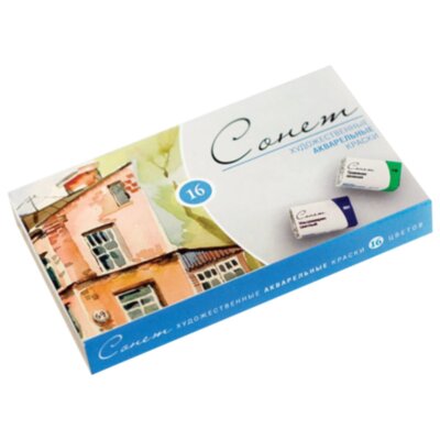Краски акварельные художественные "Сонет", 16 цветов, кювета 2,5 мл, картонная коробка, Невская Палитра, 3541138, 190986