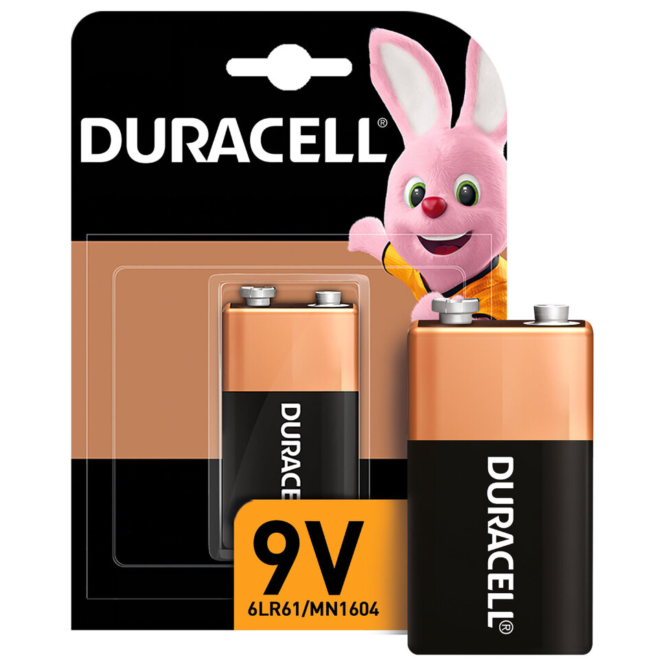 Батарейка DURACELL Basic ОРИГИНАЛ, 6LR61 (КРОНА), алкалиновая, 1 шт., 9 В, блистер, 450427