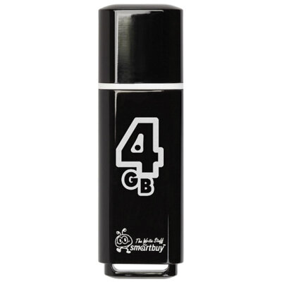 Флеш-диск 4 GB, SMARTBUY Glossy, USB 2.0, черный, SB4GBGS-K, 512764