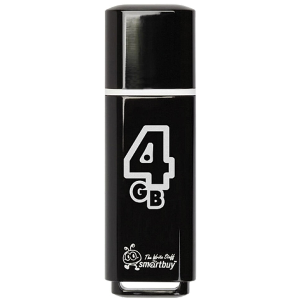 Флеш-диск 4 GB, SMARTBUY Glossy, USB 2.0, черный, SB4GBGS-K, 512764