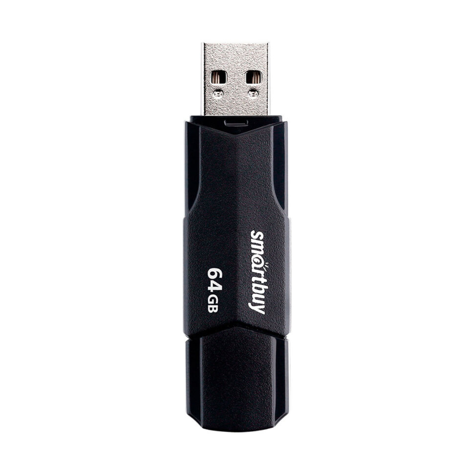 Флеш-диск 64 GB SMARTBUY Clue, USB 2.0, черный, SB64GBCLU-K, 513788