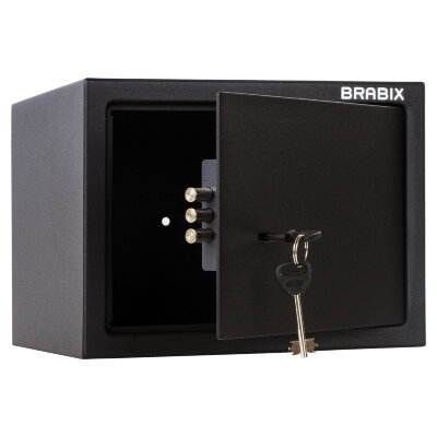 Сейф мебельный BRABIX "SF-230KL", 230х310х250 мм, ключевой замок, черный, 291146, S103BR211514, 291146