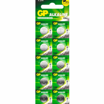 Батарейки КОМПЛЕКТ 10 шт., GP Alkaline, 189A (G10, LR54), алкалиновые, отрывной блок, 189FRA-2C10, 457764