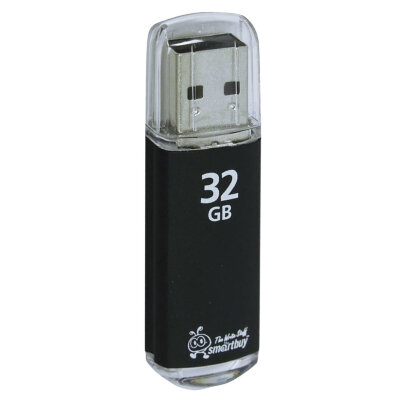 Флеш-диск 32 GB, SMARTBUY V-Cut, USB 2.0, металлический корпус, черный, SB32GBVC-K, 512186