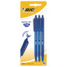 Ручки шариковые автоматические BIC "Round Stic Clic", НАБОР 3 шт., СИНИЕ, линия письма 0,32 мм, блистер, 926374, 143981
