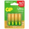 Батарейки КОМПЛЕКТ 4 шт., GP Ultra G-Tech, AA (LR6, 15А), алкалиновые, пальчиковые, 15AUA21-2CRSBC4, 457746