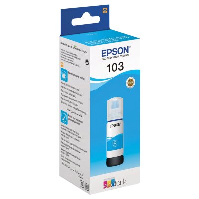Чернила EPSON 103 (C13T00S24A) для СНПЧ EPSON L3100/L3101/L3110/L3150/L3151/L1110, голубые, ОРИГИНАЛЬНЫЕ, 363194