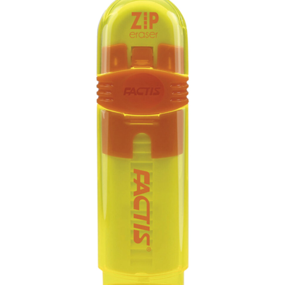 Ластик выдвижной FACTIS ZIP (Испания), 80x10x10 мм, белый, пластиковый корпус ассорти, PTF1030, 228023