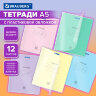 Тетрадь пластиковая обложка (прозрачная) 12 листов, клетка, BRAUBERG "Smart Cover", АССОРТИ (микс в спайке), 405022, 70 штук, 405022
