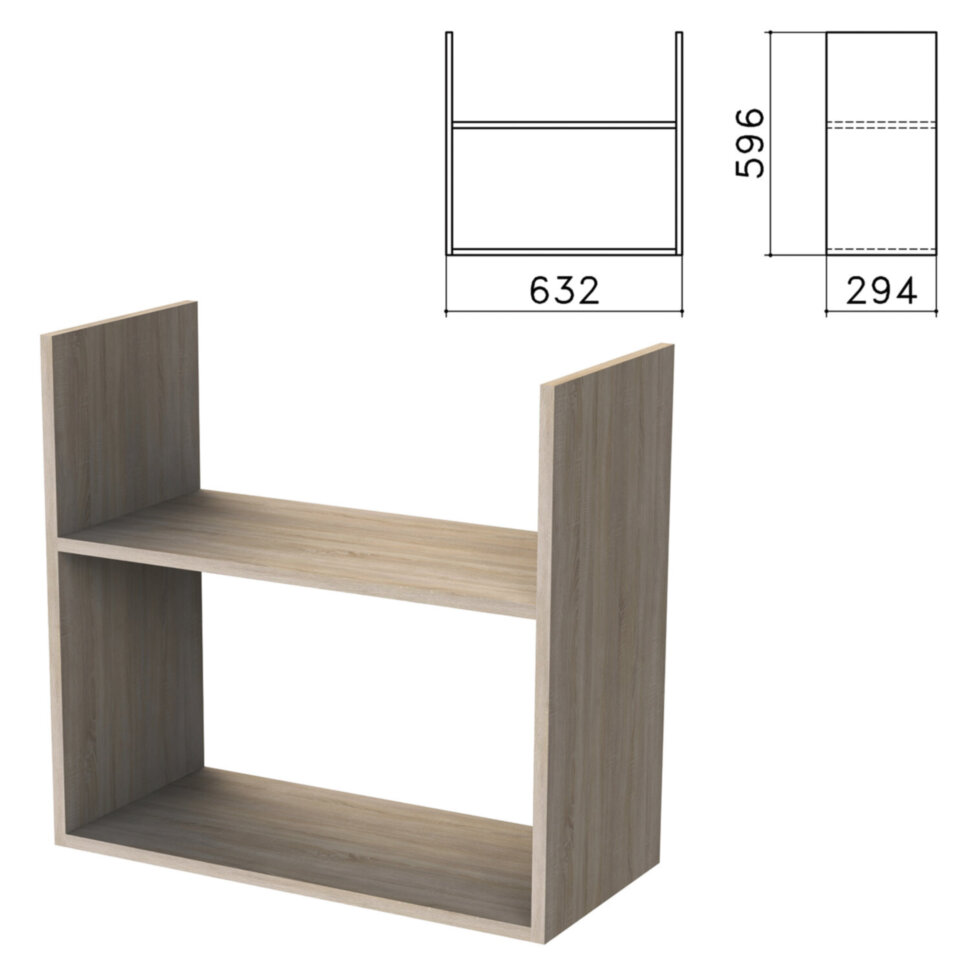 Полка навесная настенная "Бюджет", 632х294х596 мм, дуб сонома, 402668-091, 641851