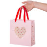 Пакет подарочный (1 штука) 20х8х20 см, ЗОЛОТАЯ СКАЗКА "With LOVE", с прозрачным окном, 608255, 12 штук, 608255