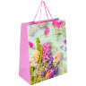 Пакет подарочный (1 штука) 26x13x32 см, ЗОЛОТАЯ СКАЗКА "Spring Flowers", глиттер, розовый, 608247, 12 штук, 608247