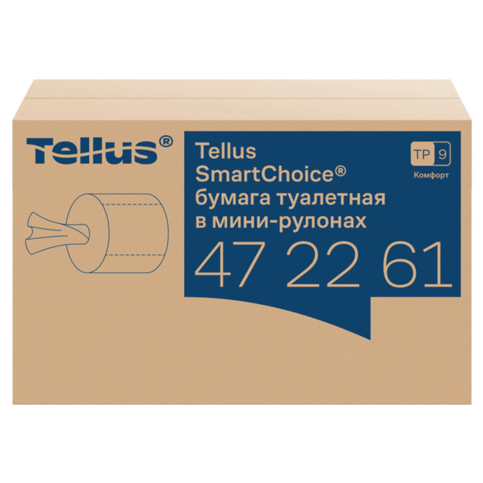 Бумага туалетная 118,2 м, Tellus/TORK (Система T9) SmartOne, ADVANCED, КОМПЛЕКТ 12 рулонов, 2-слойная, белая, 472261, 115493