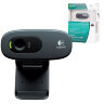 Веб-камера LOGITECH C270, 1/3 Мп, микрофон, USB 2.0, регулируемый крепеж, черная, 350834