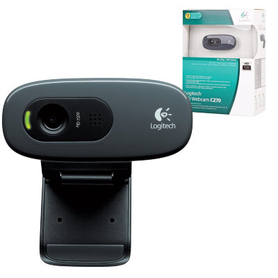 Веб-камера LOGITECH C270, 1/3 Мп, микрофон, USB 2.0, регулируемый крепеж, черная, 350834