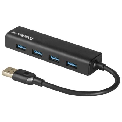 Хаб USB 3.0, 4 порта, черный, DEFENDER QUADRO EXPRESS, 83204, 513471