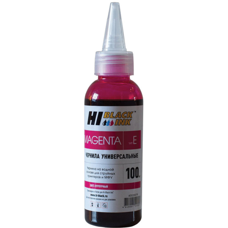Чернила HI-BLACK для EPSON (Тип E) универсальные, пурпурные 0,1 л, водные, HB-EPS-M-100ML, 361515
