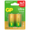 Батарейки КОМПЛЕКТ 2 шт., GP Ultra G-Tech, С (LR14, 14А), алкалиновые, блистер, 14AU-2CR2, 456687