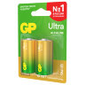 Батарейки КОМПЛЕКТ 2 шт., GP Ultra G-Tech, С (LR14, 14А), алкалиновые, блистер, 14AU-2CR2, 456687