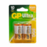 Батарейки КОМПЛЕКТ 2 шт., GP Ultra G-Tech, С (LR14, 14А), алкалиновые, блистер, 14AU-2CR2, 456687