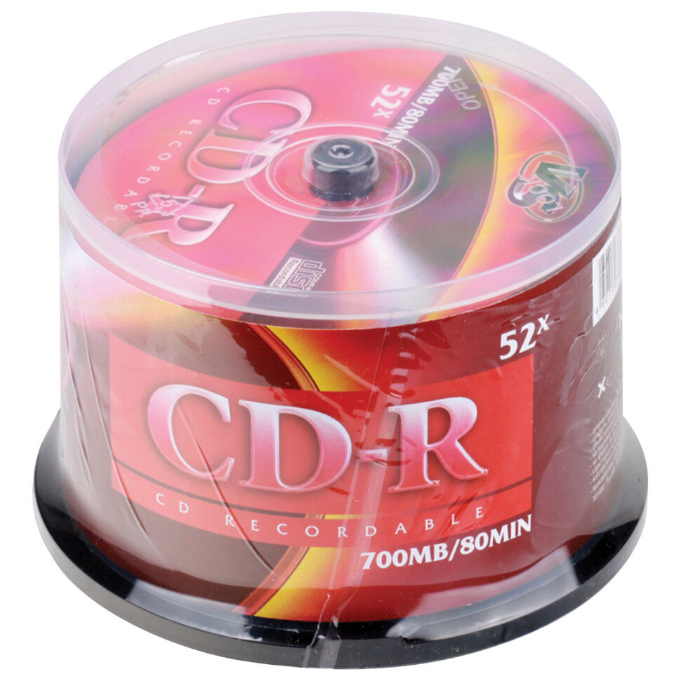 Диск CD-R VS 700 Mb 52x Cake Box (упаковка на шпиле), КОМПЛЕКТ 50 шт., VSCDRCB5001, 511540