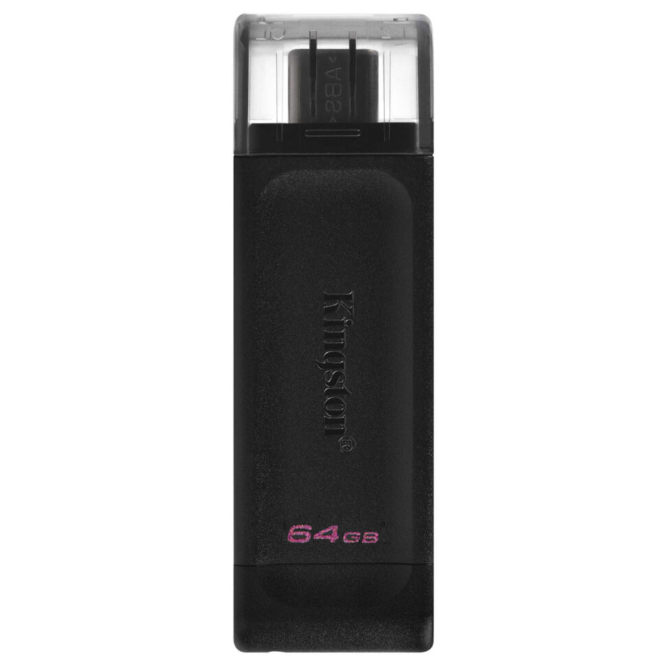 Флеш-диск 64 GB KINGSTON DataTraveler 70, разъем Type-C 3.2, черный, DT70/64GB, 513642