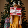 Бумага упаковочная новогодняя НАБОР 3 шт. "HoHo XMAS", С ЭФФЕКТАМИ, 70х100 см, ЗОЛОТАЯ СКАЗКА, 592191, 592191