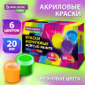 Краски акриловые НЕОНОВЫЕ для рисования и творчества 6 цветов по 20 мл, BRAUBERG HOBBY, 192438, 192438