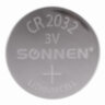 Батарейка литиевая SONNEN Lithium CR2032 "таблетка, дисковая, кнопочная" 1 шт., блистер, 451974, 451974