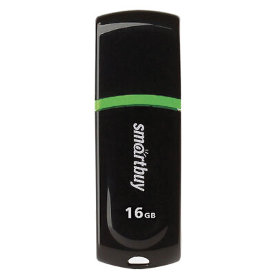 Флеш-диск 16 GB, SMARTBUY Paean, USB 2.0, черный, SB16GBPN-K, 512769