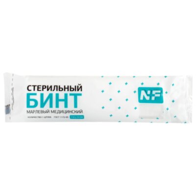 Бинт марлевый стерильный 14 см х 7 м, плотность 32(±2) г/м2, индивидуальная упаковка, NF, 631152