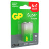 Батарейка 1 шт., GP Super G-Tech, Крона (6LR61, 6LF22, 1604A), алкалиновая, блистер, 1604A-5CR1, 1604A-BC1, 450625