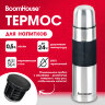 Термос 0,5 л, BOOMHOUSE (БУМХАУС) CLASSIC, нержавеющая сталь SUS304, черный силиконовый рукав, крышка/кружка, 700307, 700307