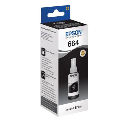 Чернила EPSON 664 (T6641) для СНПЧ Epson L100/L110/L200/L210/L300/L456/L550, черные, ОРИГИНАЛЬНЫЕ, C13T66414A/198, 360972