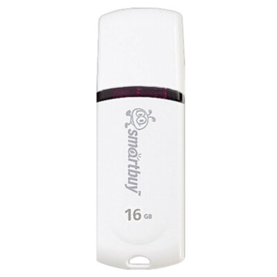 Флеш-диск 16 GB, SMARTBUY Paean, USB 2.0, белый, SB16GBPN-W, 512767