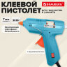 Клеевой пистолет 30 Вт, 7 мм (предохранитель, антикапля, индикатор), бирюзовый, BRAUBERG, 671462, 671462