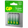 Батарейки КОМПЛЕКТ 4 шт., GP Super G-Tech, AA (LR6, 15А), алкалиновые, пальчиковые, блистер, 15A-2CR4, 450434