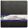 Скетчбук, слоновая кость 140 г/м2 200х200 мм, 80 л., КОЖЗАМ, резинка, BRAUBERG ART CLASSIC, черный, 113196, 113196