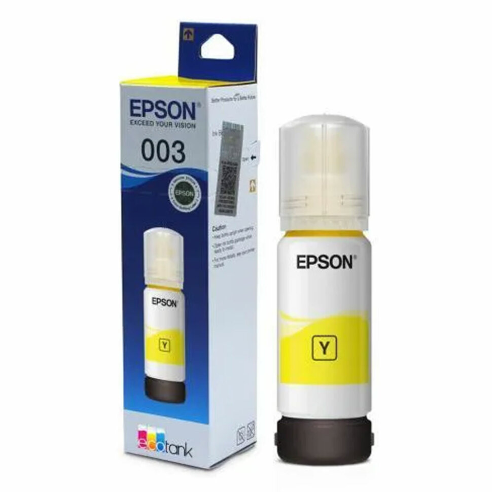 Чернила EPSON 003 (C13T00V498) для СНПЧ EPSON L3210/L3216/L3218, желтые, ОРИГИНАЛЬНЫЕ, 364289